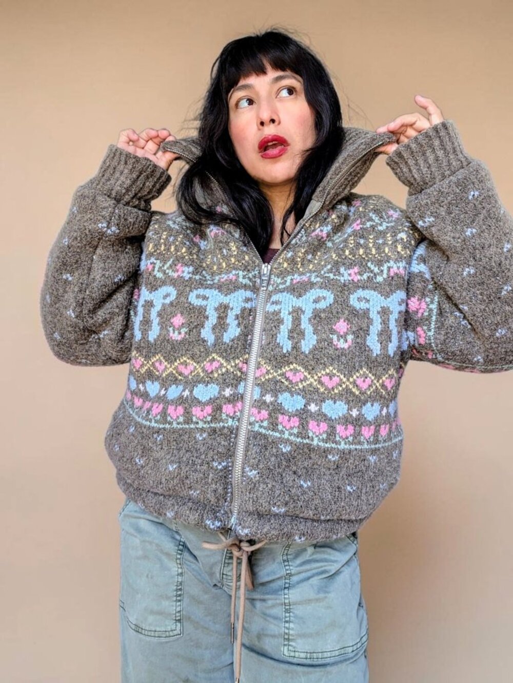 Anthropologie BlankNYC Dream Chaser fairy cottage coquette full zip knit coat XS
